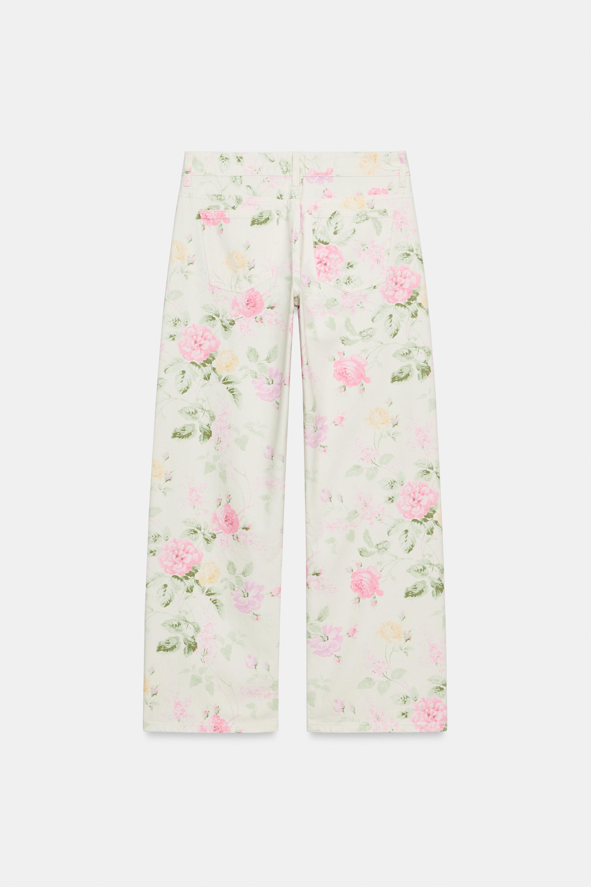 TRF LOW RISE LOOSE FIT FLORAL JEANS
